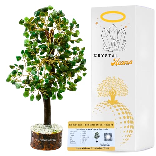 Image of Crystal Heaven Certified Green Aventurine Crystal Tree for Good Luck - Healing Crystals Money Tree for Wealth, Positive Energy at Home Office - Decorative Spiritual Gifts for Vastu, 9 x 25 Cm