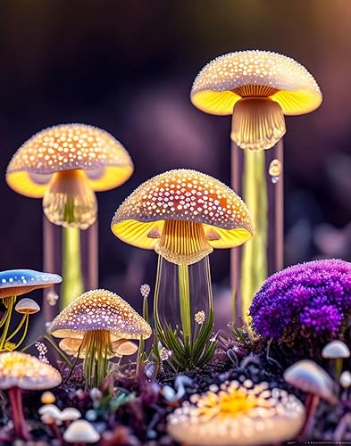 Affiches sur toile fleurs et champignons transparents 58x90 cm