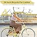 YHUBHSIS 24 Inch Beach Cruiser Bike for Women Complete Cruiser Bikes Ladies Bicycle with Dual V-Brake and Adjustable Seat,7 Speed Steel Frame for Women, Men, Multiple Colors (Yellow, 24 Inch)
