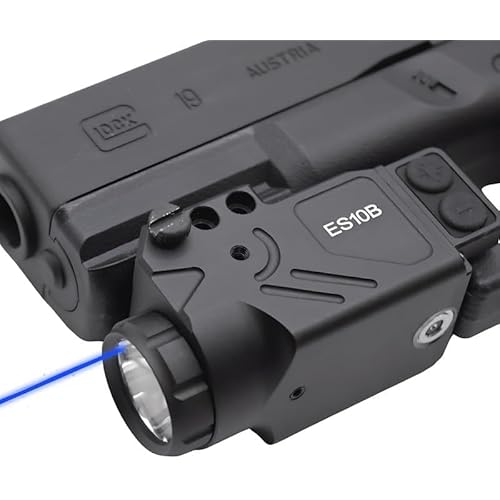 HiLight Tactical Enforcer ES10B 500 Lumen Strobe Pistol Flashlight with Blue Laser Sight | Great for Glock, Sig, S&W, Taurus | Beam for 9mm 10mm .45 Cal