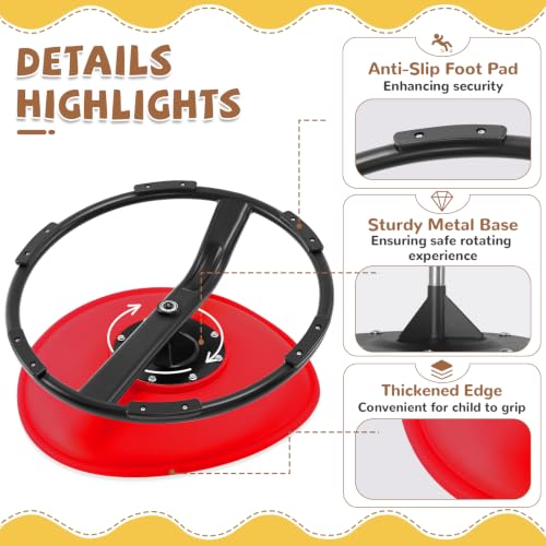 Image of Zhenx Spinning Chair for Autistic Kids (Ages 3-18) - 220lbs Capacity Sensory Swivel Seat - Sensory Toy for Teens with ADHD /Autism - Sit & Spin Calming Gift to Improve Focus & Body Balance (Red)