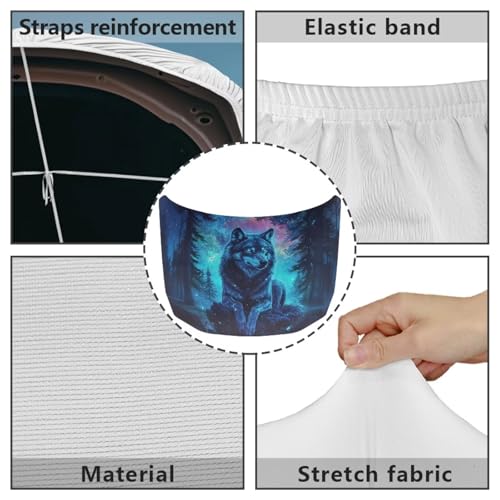 Image of Wolf Theme Car Hood Cover Protector for SUV Sedans Trucks, Elastic Polyester Waterproof Sun-Proof Auto Hood Flag Patriotic Decorative Car Accessories