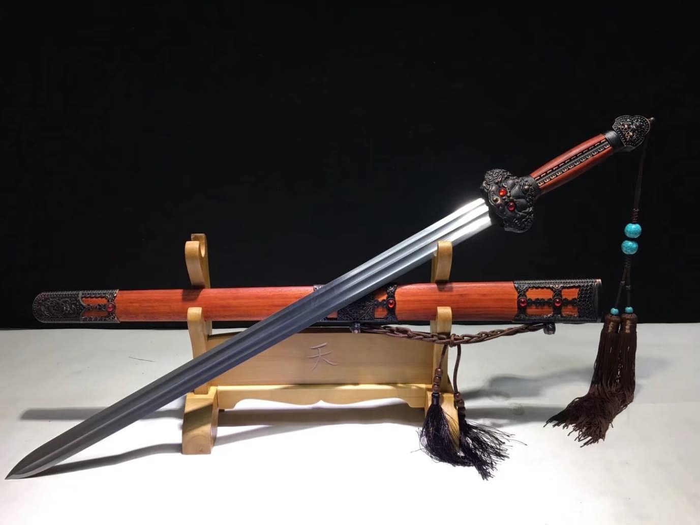 Yongle jian Swords Real,Chinese Sword,Handmade High Carbon Steel Blade,Redwood,Alloy Fittings 41inch