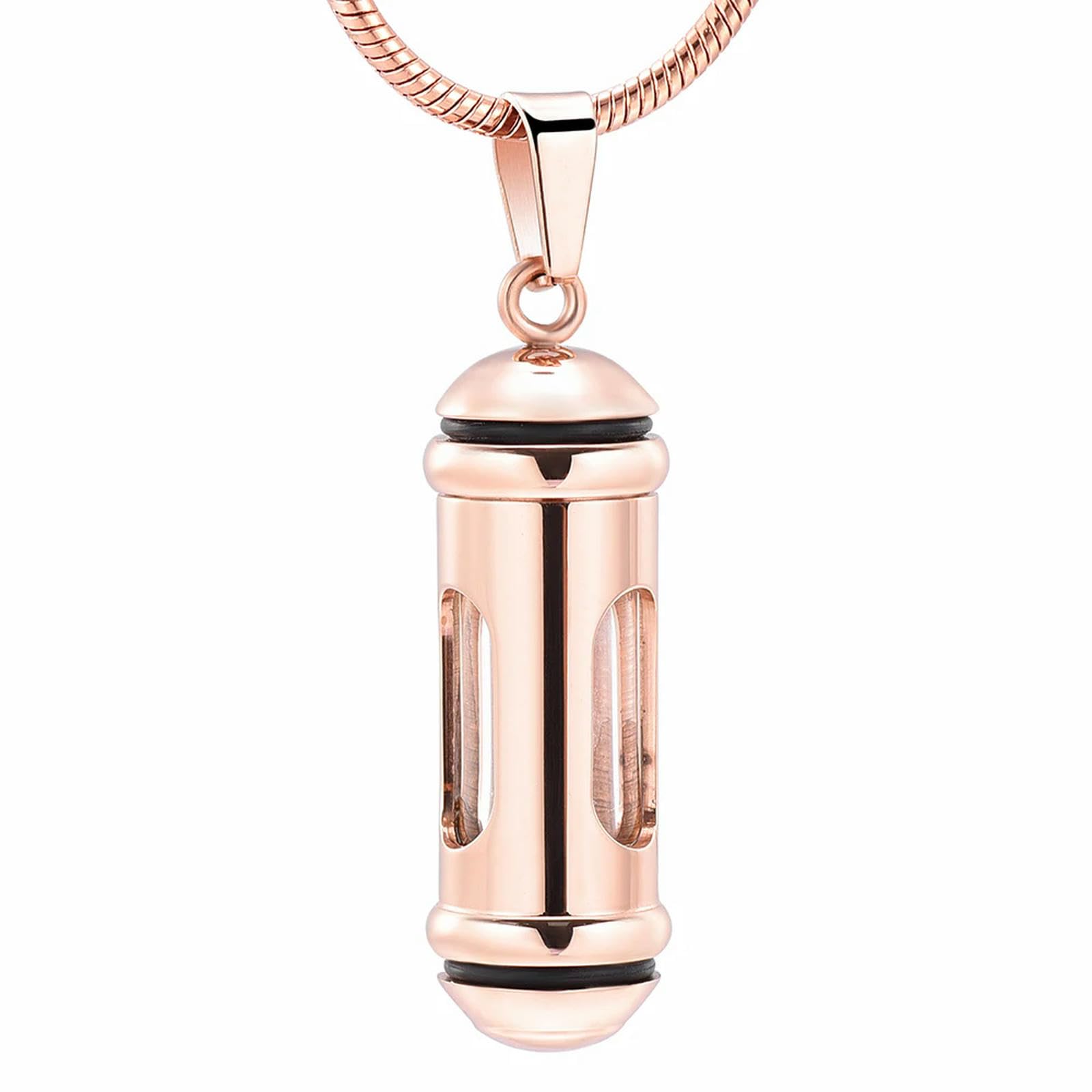 Collier urne funéraire pour surmonter le deuil pendentif souvenir en verre étanche or rose