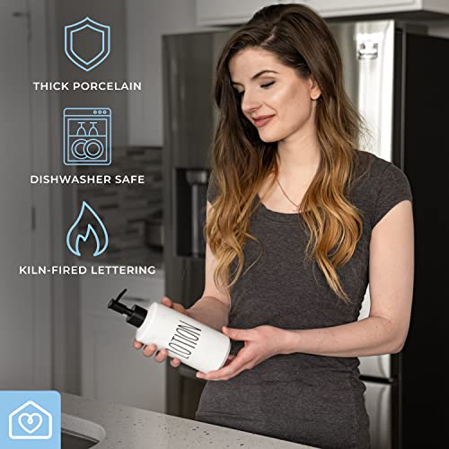Heartland Home Porcelain 16Oz Lotion Dispenser. Lotion Pump Bottle Dispenser For Kitchen, Bathroom Laundry Or Bedroom. Body Or Hand Lotion Bottle. Empty Liquid Dispenser Bottle, Lotion Pump Dispenser #TOP5
