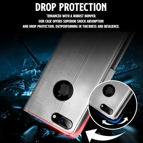 Image of WOW IMAGINE Shock Proof Flip Cover Back Case for Apple iPhone 7 Plus | 8 Plus (Luxury Button Flip Case, Stone Grey)