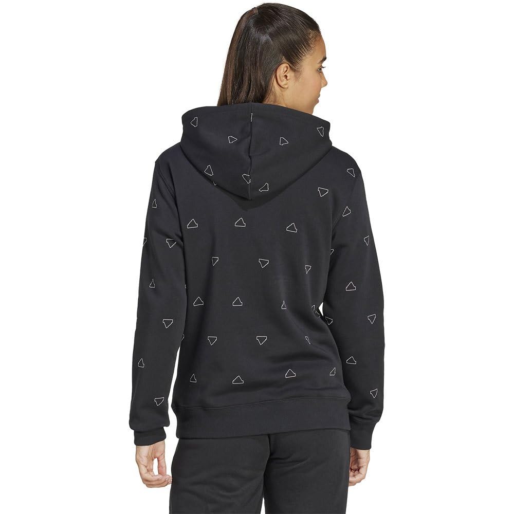 adidas Damen Essentials Monogram Regular Fleece Graphic Hoodie, Black, M