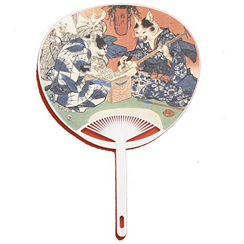 うちわ 浮世絵 歌川国芳「猫のけいこ」