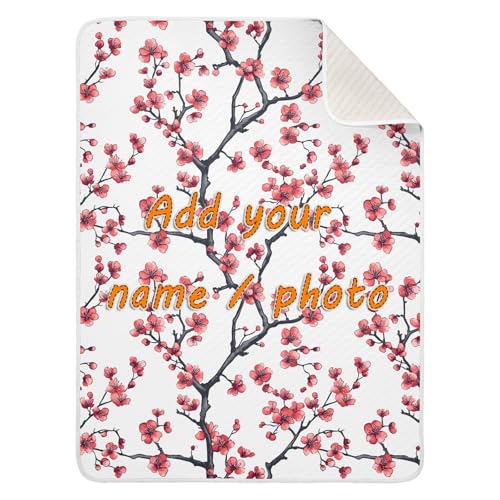Custom China Plum Blossom Beauty Flowers Baby boy Blanket Breathable Customized cat Blankets for Kids for Girls or Boys 30x40in artículos para Bebes recien nacidos