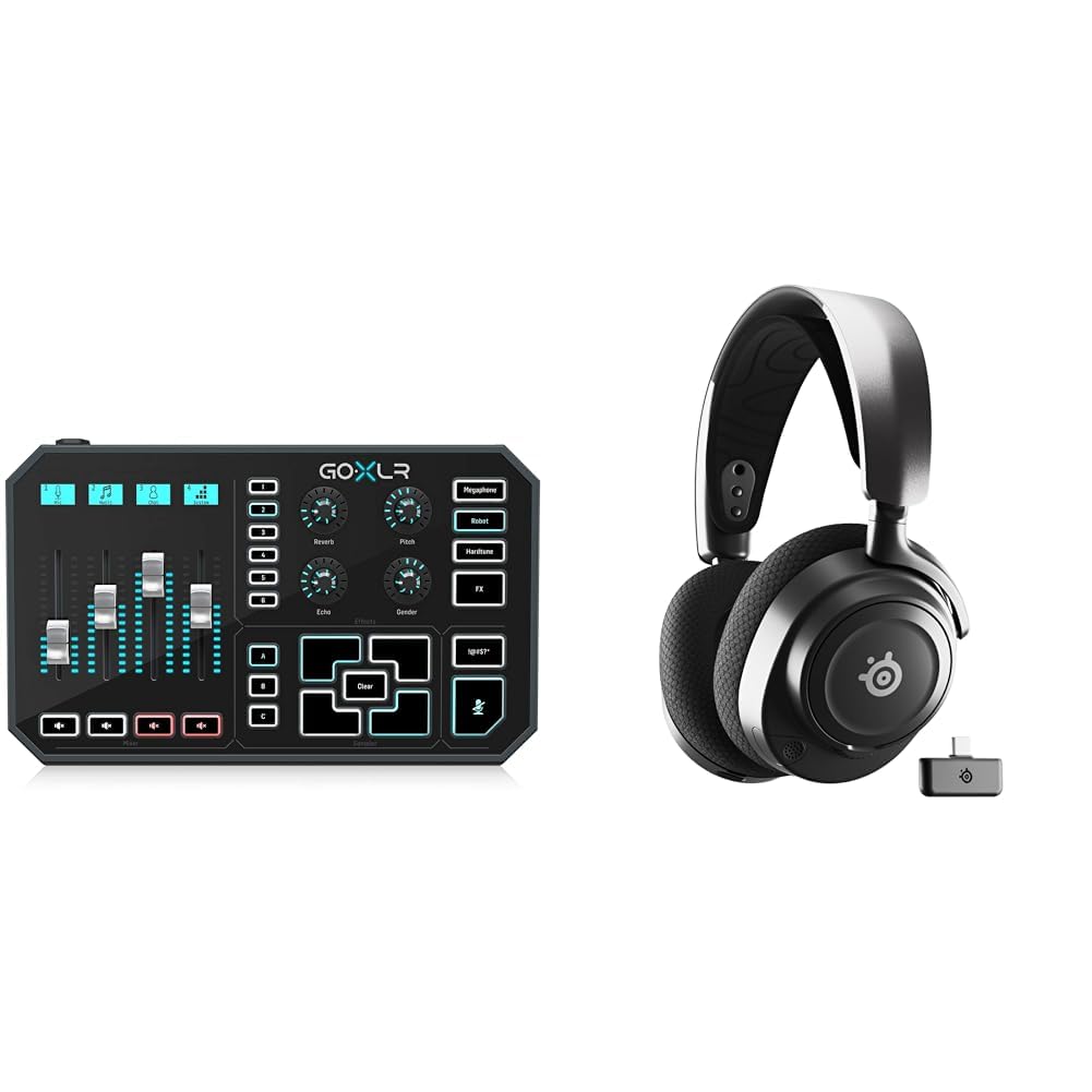 TC Helicon GoXLR Revolutionary Online Broadcaster Platform with 4-Channel Mixer, Motorized Faders & SteelSeries Arctis Nova 7 Wireless Multi-Platform Gaming Headset - Neodymium Magnetic Drivers