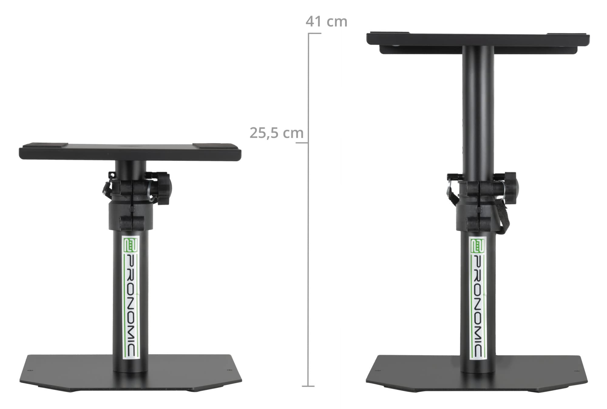 Pronomic SLS-36P BK Tischstative Paar für Studio Monitore - Stabiles Boxenstativ - Verstellbar 25,5-41 cm - Schwarz