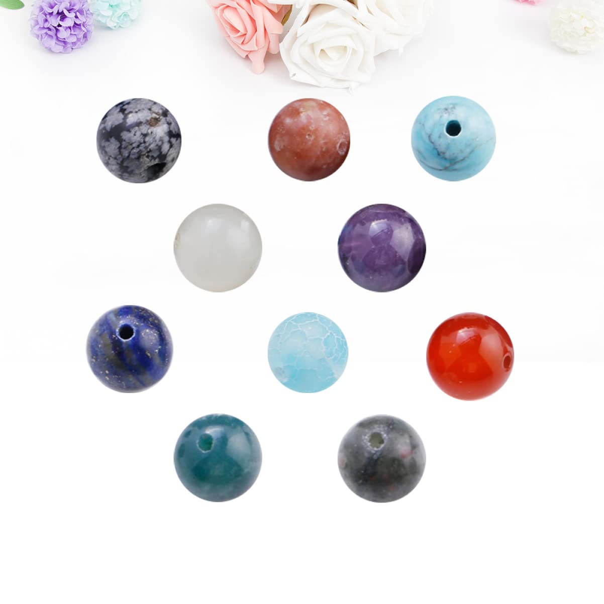 Lurrose 300pezzi Natural Stone Round Beads Di Perline Fatte Mano Per Bracciali e Collane Materiale Pietra Naturale Accessori Per Gioielli