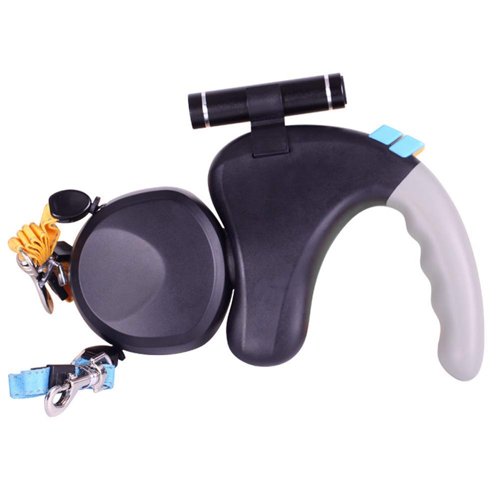 Ausziehbare Hundeleine, Doppelleine für 2 Hunde, bequemer Schaumstoffgriff, automatische Hundeleine, für große und mittelgroße Hunde, Schwarz