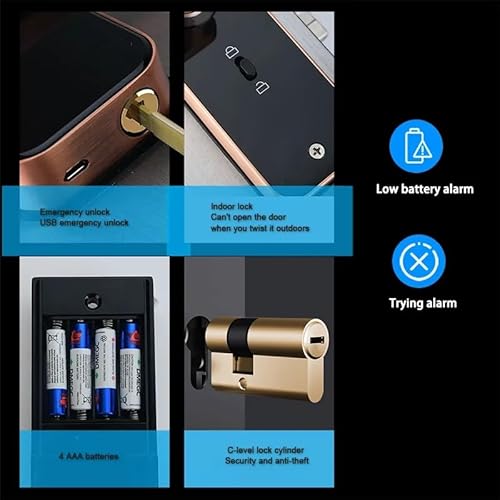 Fechadura digital Tuya WiFi Electronic Smartt Door Lock, Impressão digital biométrica, Smartt Card,
