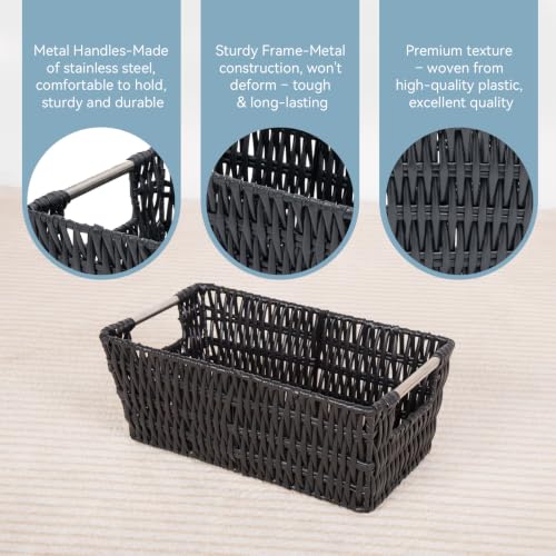 Image of Whitmor 6500-2712-BLK Rattique Small Shelf Black Tote Basket