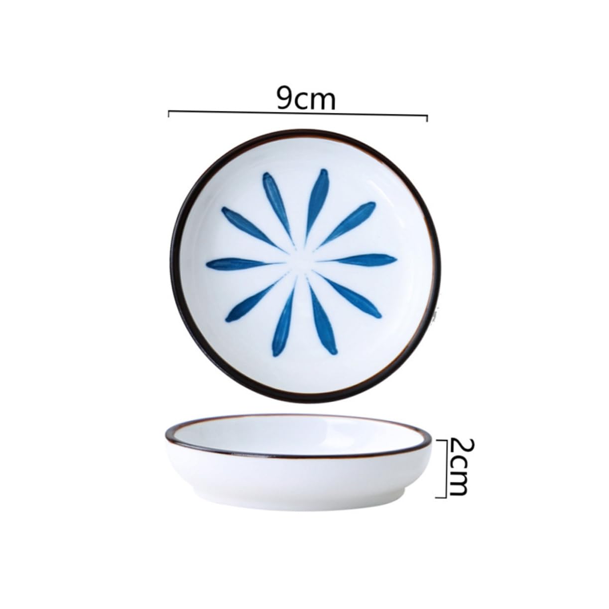 NAMOARLY Set of 4 Unique Condiment Dishes Ceramics Sauce Plates for Soy Sauce Dipping Spices for French Fries Shrimp