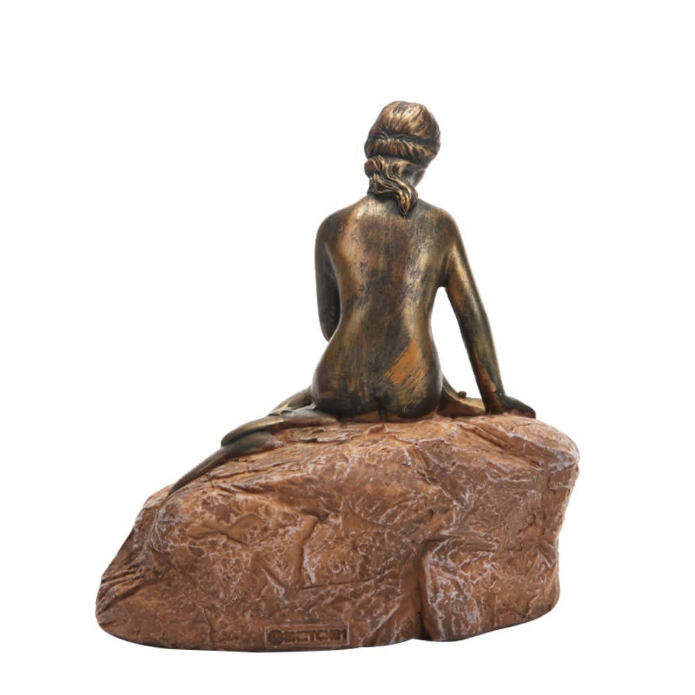 MOCIUN Escultura de bronce de imitación de sirena danesa pintada creativa para el hogar, estatua de resina de sirena, decoración de sala de estar