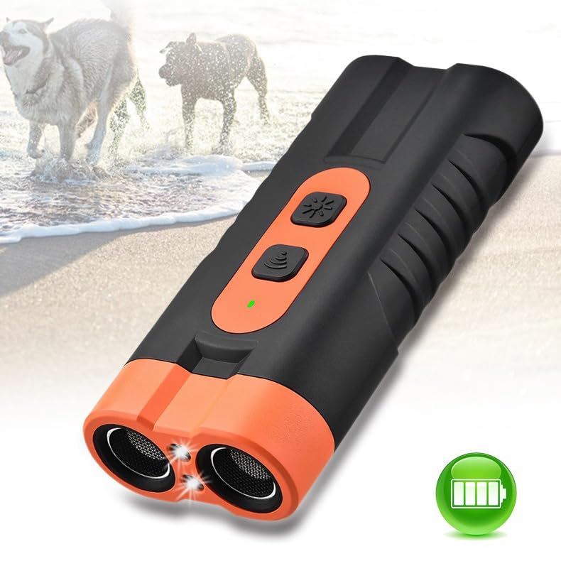 Ultraschall Hundeabwehr Gerät – Tragbarer Hundeschreck mit Dual-Ultraschall & LED-Taschenlampe, Wiederaufladbar für Draußen & Unterwegs