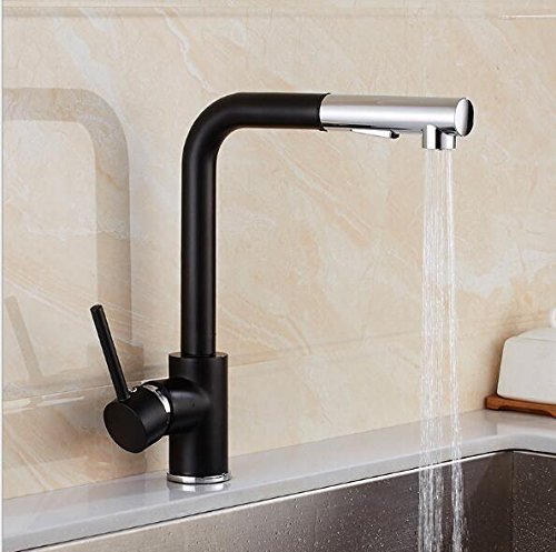 Robinet de cuisine en laiton nickel brossé mitigeur haut de gamme noir chrome