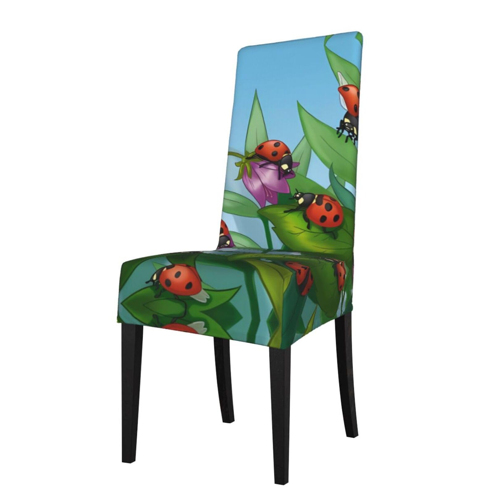 YYHWHJDE Ladybug Prints Protection Cover for Dining Chair – Stretchable Slipcovers for a Refreshing Dining Room Makeover