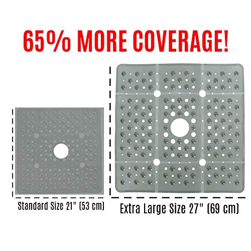SlipX Solutions Extra Large Square Shower Mat Provides 65% More Coverage & Non-Slip