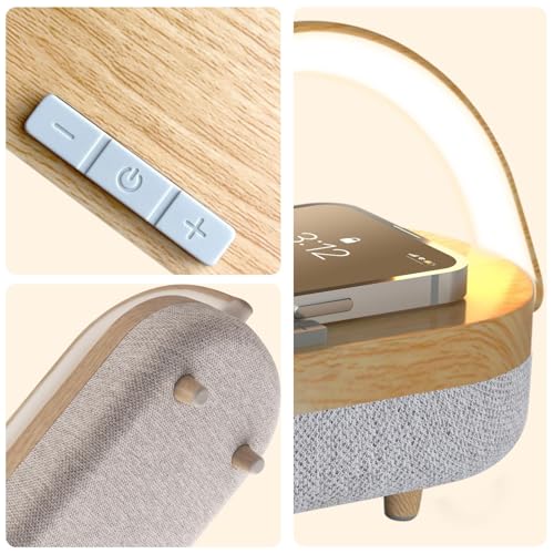 Nightstand Lamp with Wireless Charger,4 in 1 Touch Bedside Lamp Bluetooth Speaker,Portable Dimmable LED Night Light,Corporate Gifts Premium for Employees Clients,Birthday Gifts Women Wife Friend - Image 3