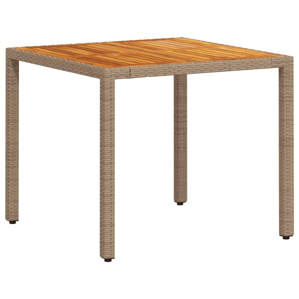 Table de jardin en résine tressée beige et bois d'acacia