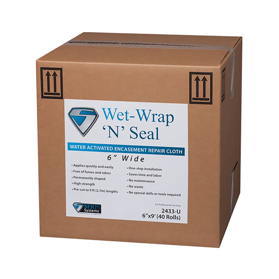 Fiberlock Wet Wrap 'N' Seal Thermal Insulation Repair, 6" x 9' Roll, Water Activated Encasement Repair Cloth, Quickly & Easily Covers Pipes, Breeching, Valves, Duct Work & Other Fittings