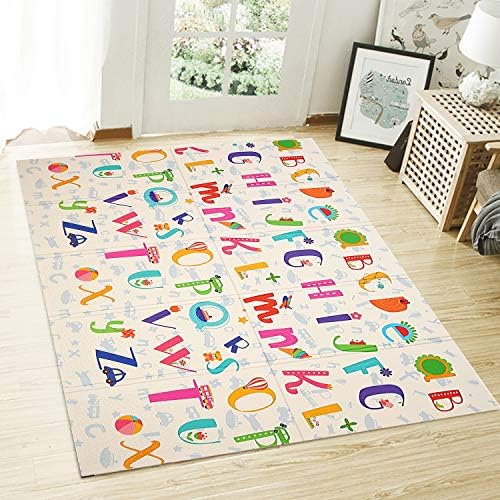 New Upgrade 79x71x0.6in Extra Large Baby Play Mat Foldable Reversible Non Toxic Foam Crawl Playmat Waterproof Kids Baby Toddler Outdoor or Indoor Use(0.4/0.6in)