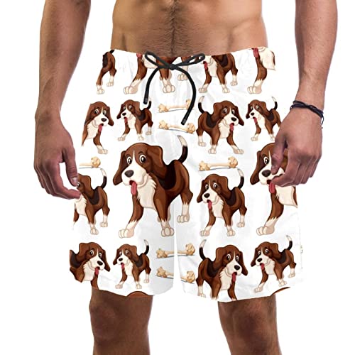 Short de plage pour hommes séchage rapide maillot anti-irritation motif beagle