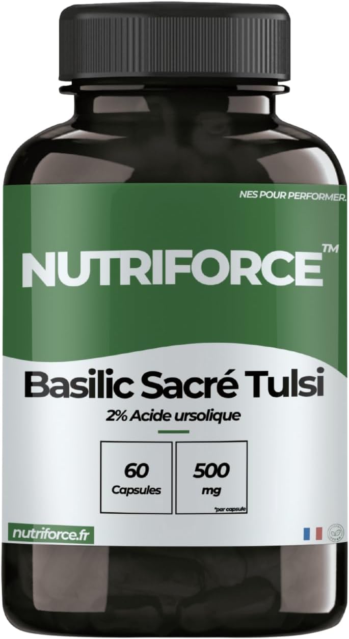 Sacred Basil Tulsi 500mg – 60 Capsules – Anti-Stress, Enhanced Immunity and Soothing Digestion