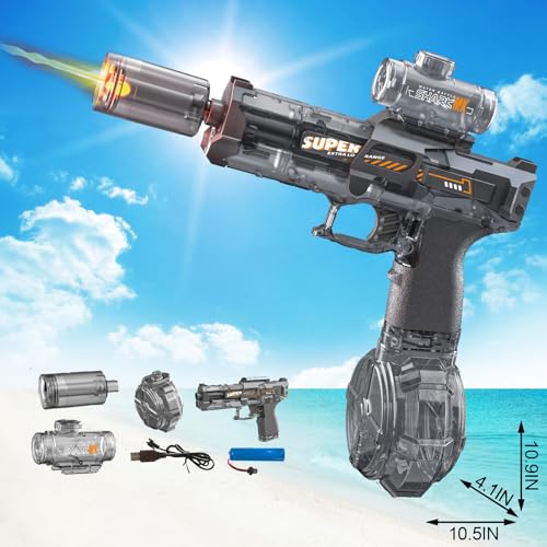 Electric Water Gun for Kids Adults,Water Blaster Squirt Guns with Flashing Muzzle,Range up to 32ft,Summer Outdoor Beach Swimming Pool Party Toys Gifts for Boys Girls Ages 8 9 10 11 12 13 14 — view 4
