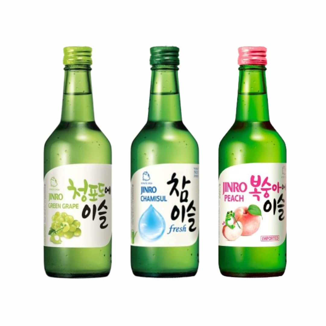 Wondermarket. Soju Bebidas Coreanas. Jinro Chamisul, Uva y Melocotón