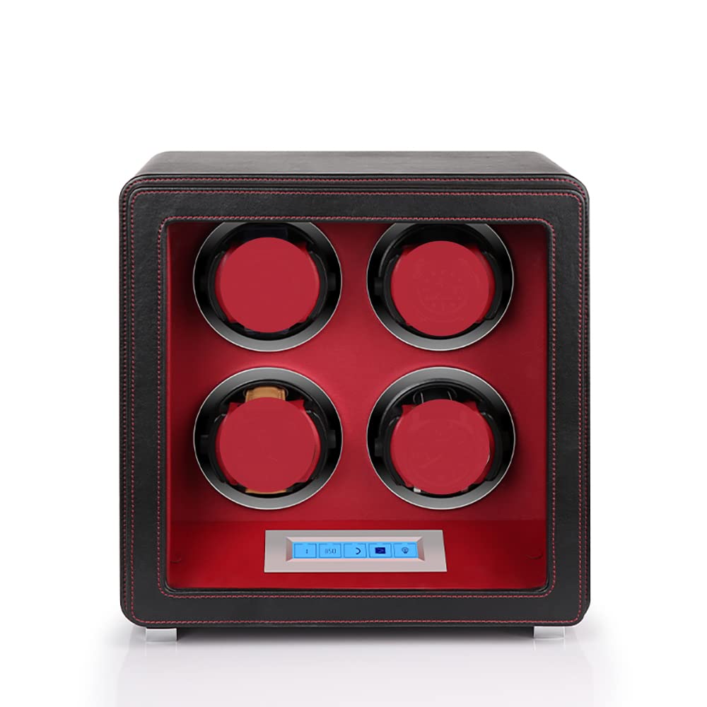 4 Watch Winder in Smooth Black Leather Finish by Aevitas