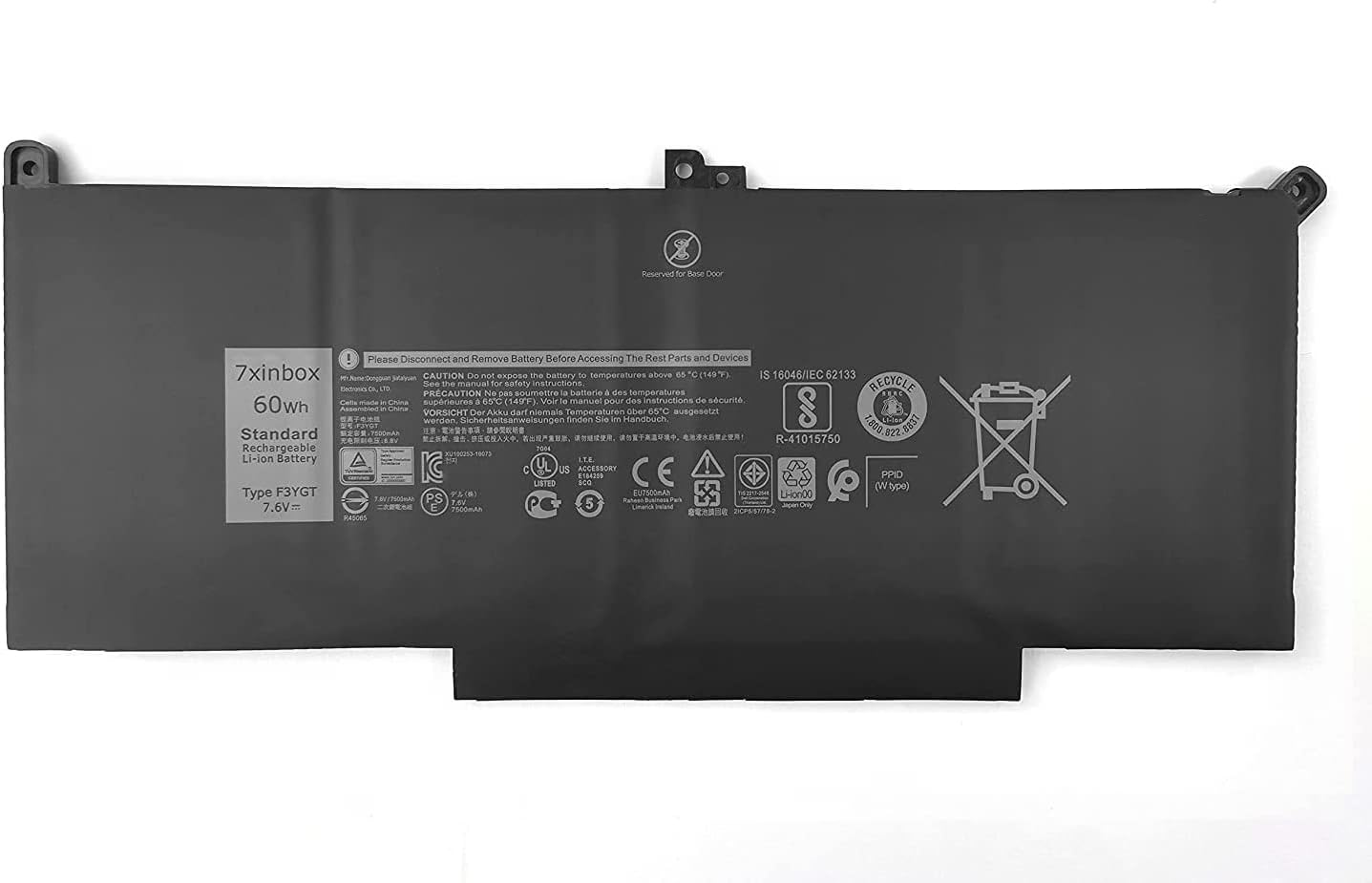 7XINbox 7.6V 60Wh 7500mAh 0F3YGT 2X39G DM3WC F3YGT Replacement Battery compatible with Dell Latitude 12 13 14 7000 7280 7290 7380 7390 7480 7490 E7480 E7280