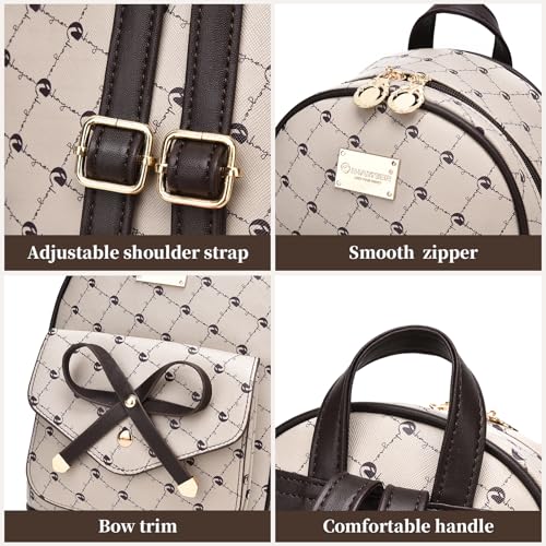 Image of I IHAYNER Girls Bowknot Cute Leather Backpack Mini Backpack Purse for Women