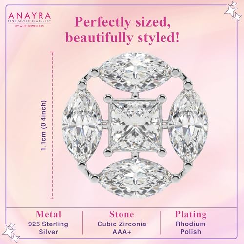 Image of 925 Sterling Silver Stud Earrings for Women | Cubic Zirconia Solitaire Ear Studs | Lightweight Hypoallergenic Anti-Tarnish Daily Wear Jewellery | Gift for Girls, Wife, Girlfriend, Mother, Sister | Birthday, Anniversary, Rakhi