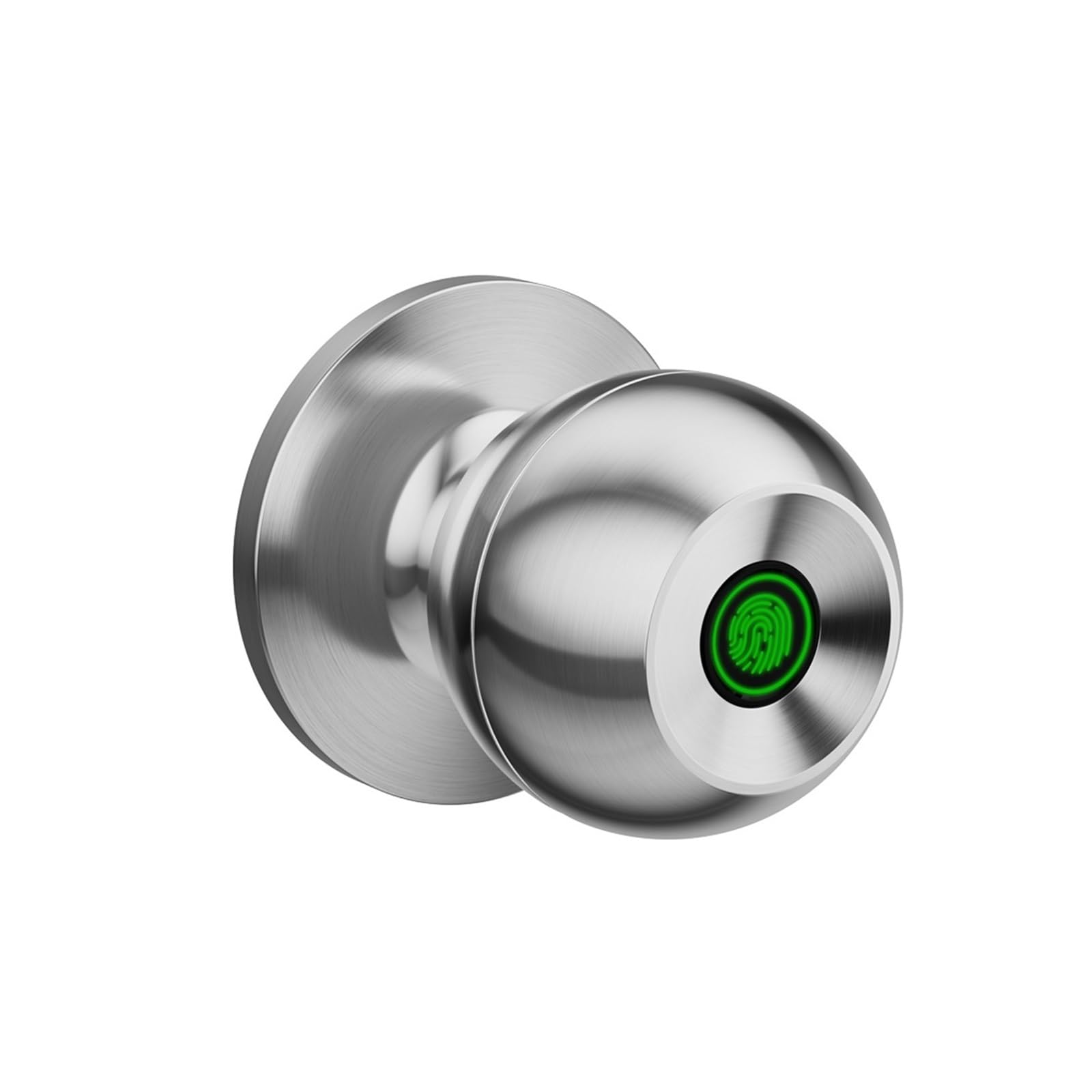 JVDDI Smart Door Handle, Control Fingerprint Round Door Knobs Rotation Lock Knobset Handle Metal Knob with Phycial Key(Silver,A)