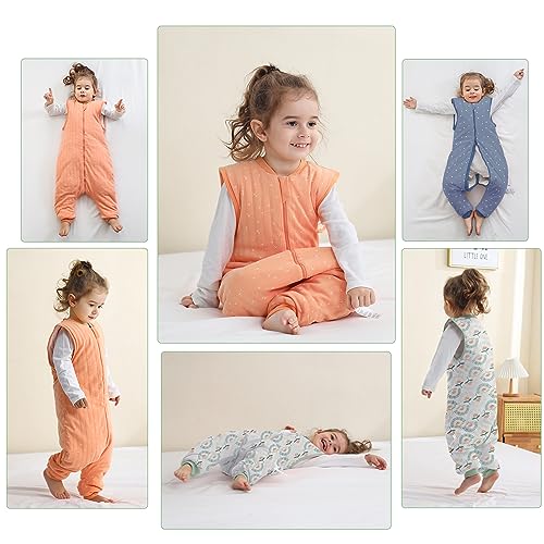 Image of LAT Baby Sleep Bag with Feet Winter,Sleeveless Nightgowns Wearable Blanket with Legs,Warm Sack for Infant Toddler Thicken 2.5 TOG-Sleepsuit,1-6T(Sun Flower,M /90)