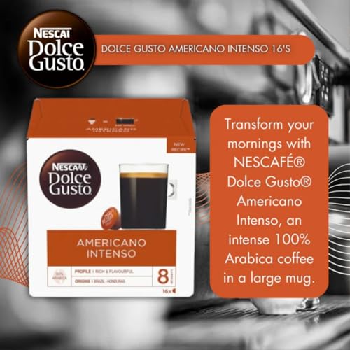 Image of Dolce Gusto Americano Intenso Coffee Pods, 16 Capsules Intensity 8, 160g (Imported)