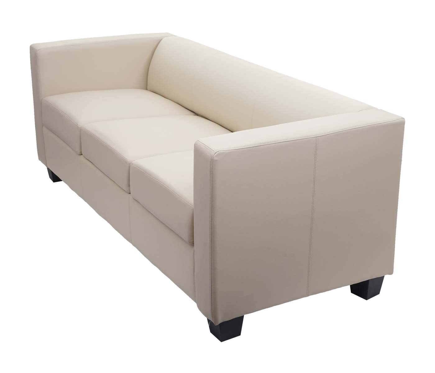 Mendler Divano Sofa 3 posti Lounge Moderno Elegante Serie Lille M65 75x191x70cm Pelle Avorio