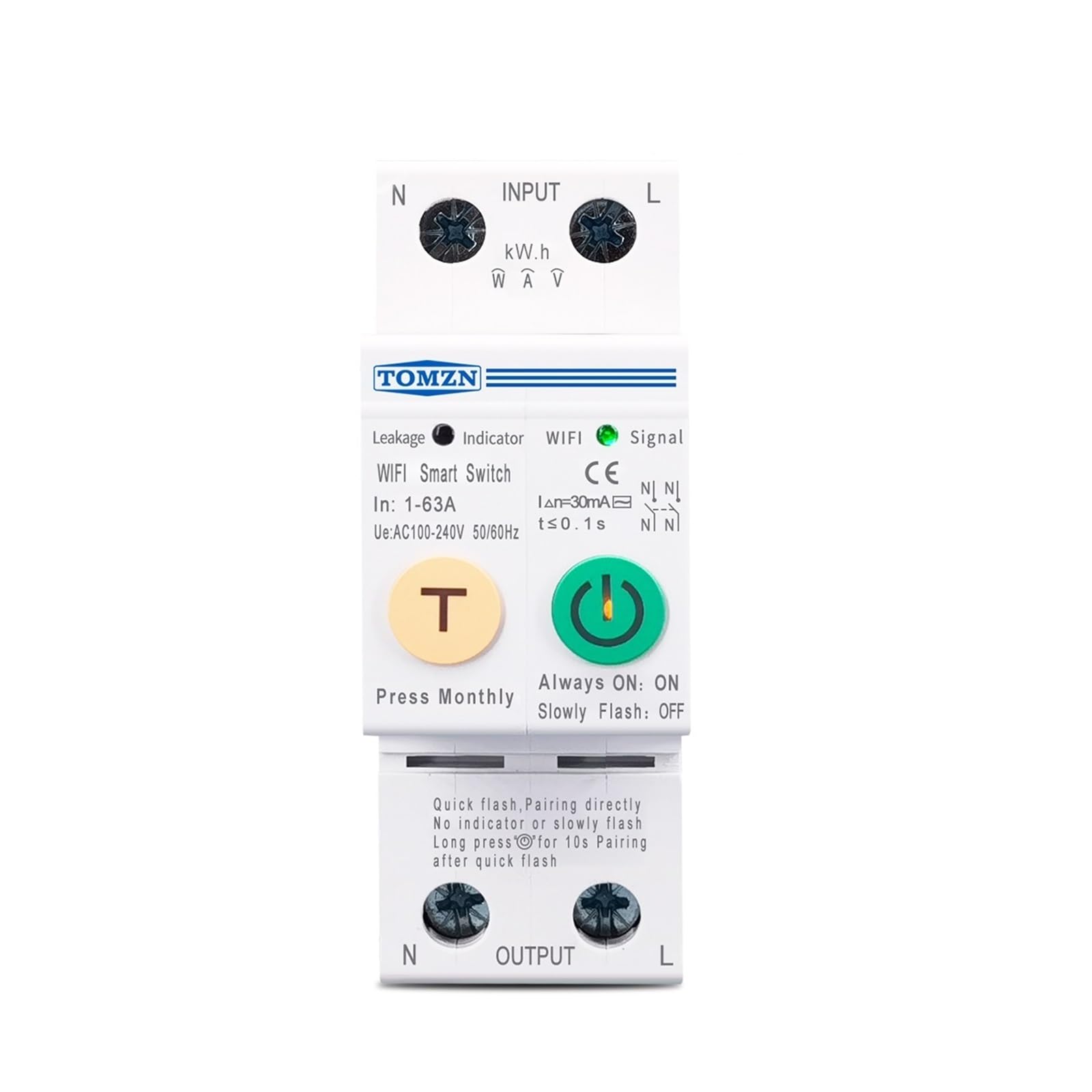 Compteur d'énergie 63A Smartlife avec disjoncteur monophasé connecté