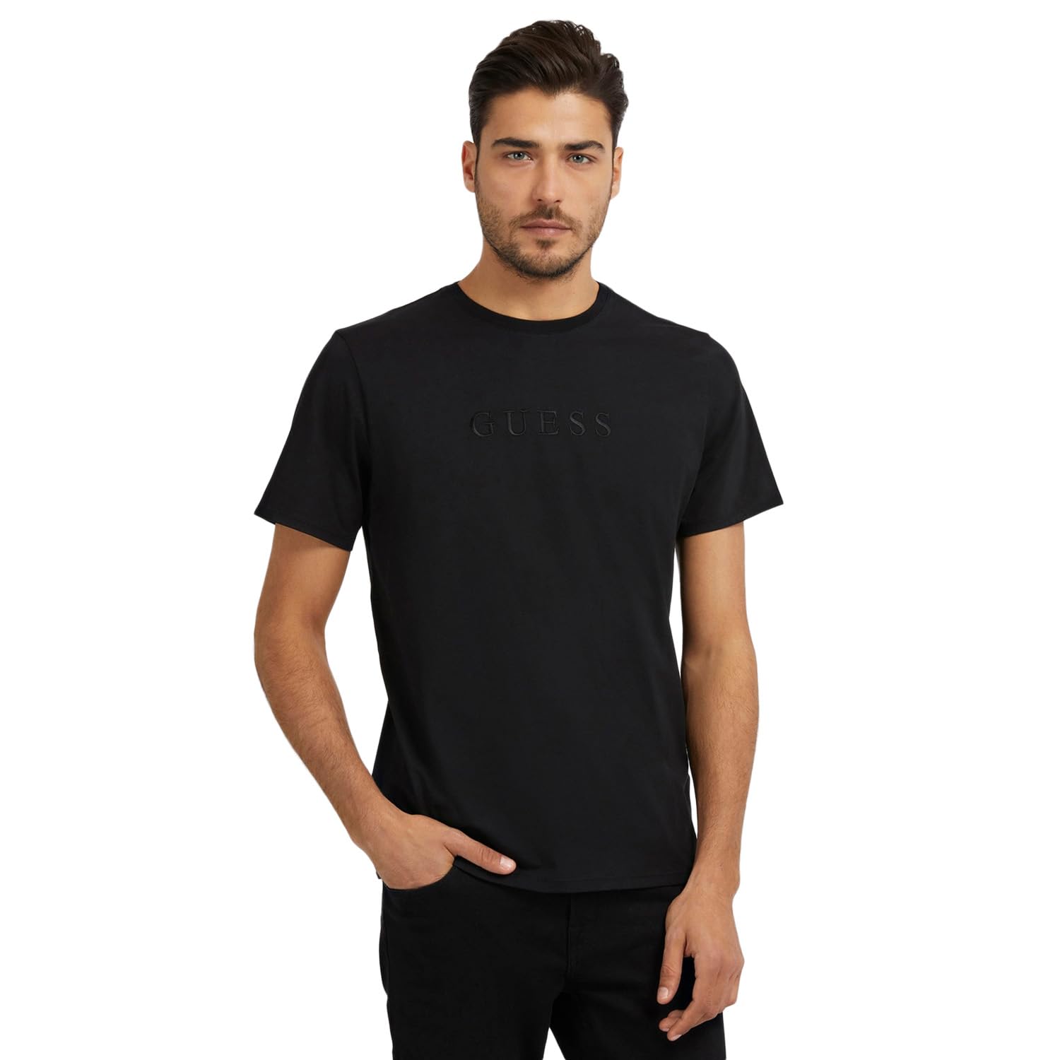 Guess Men's Short Sleeve Classic Pima Embroidered Logo