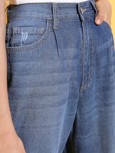 Image of Tokyo Talkies Women's Tapered Fit Cropped Jeans| Mid-Rise| Jeans Pant
