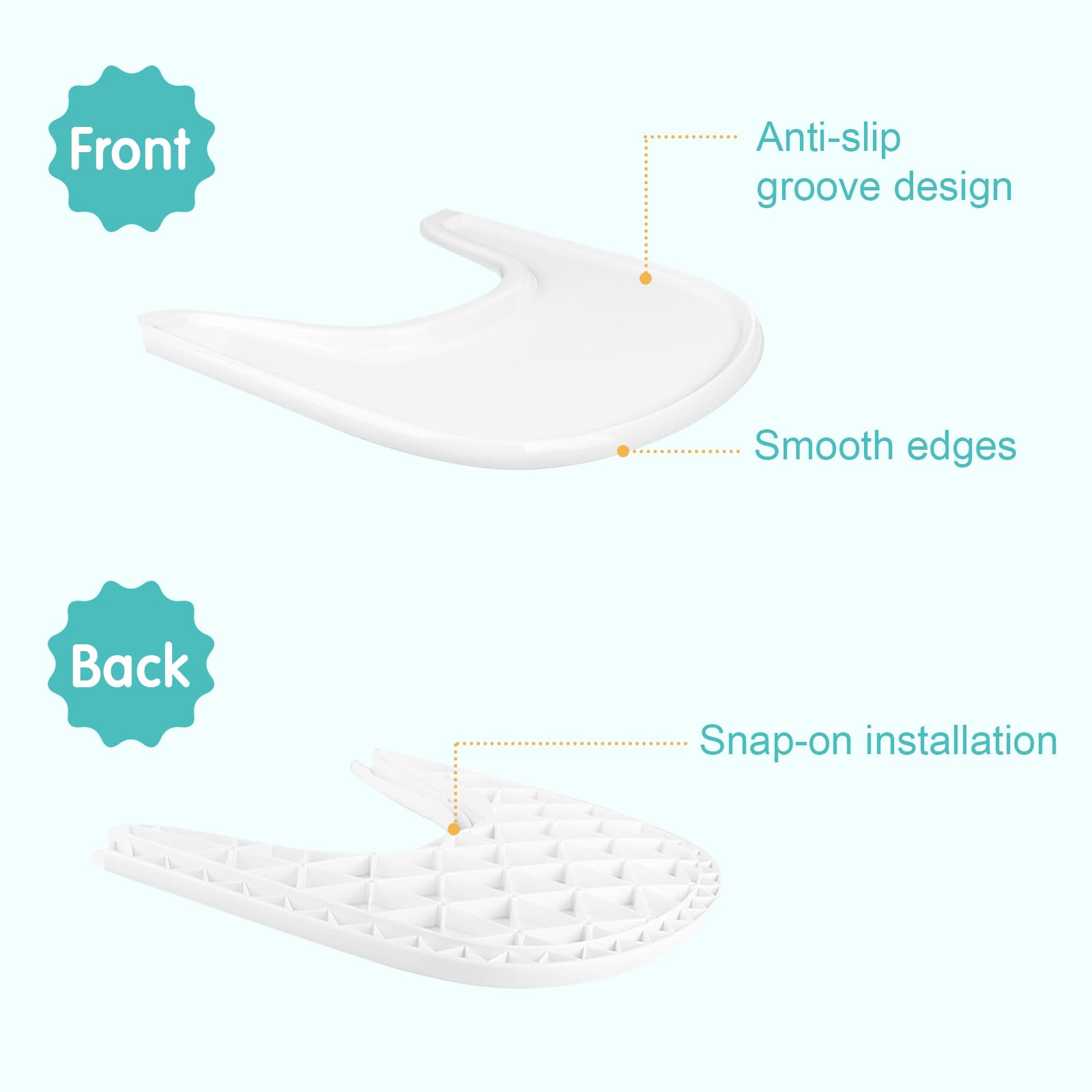 Vassoio compatibile con Stokke Tripp Trapp, tray accessori per seggiolone, per il bambino 6-36 mesi, facile da assemblare, al 100% senza BPA, bianco