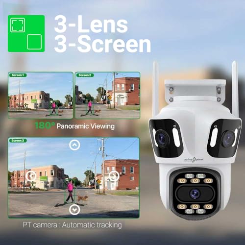 Image of Active Pixel A9 4+4+4MP Triple Lens WiFi Outdoor Security Camera | 8 LED Full-Color Night Vision | 360 PTZ | Motion Tracking | Two-Way Audio | Waterproof Wireless CCTV for Home & Office.
