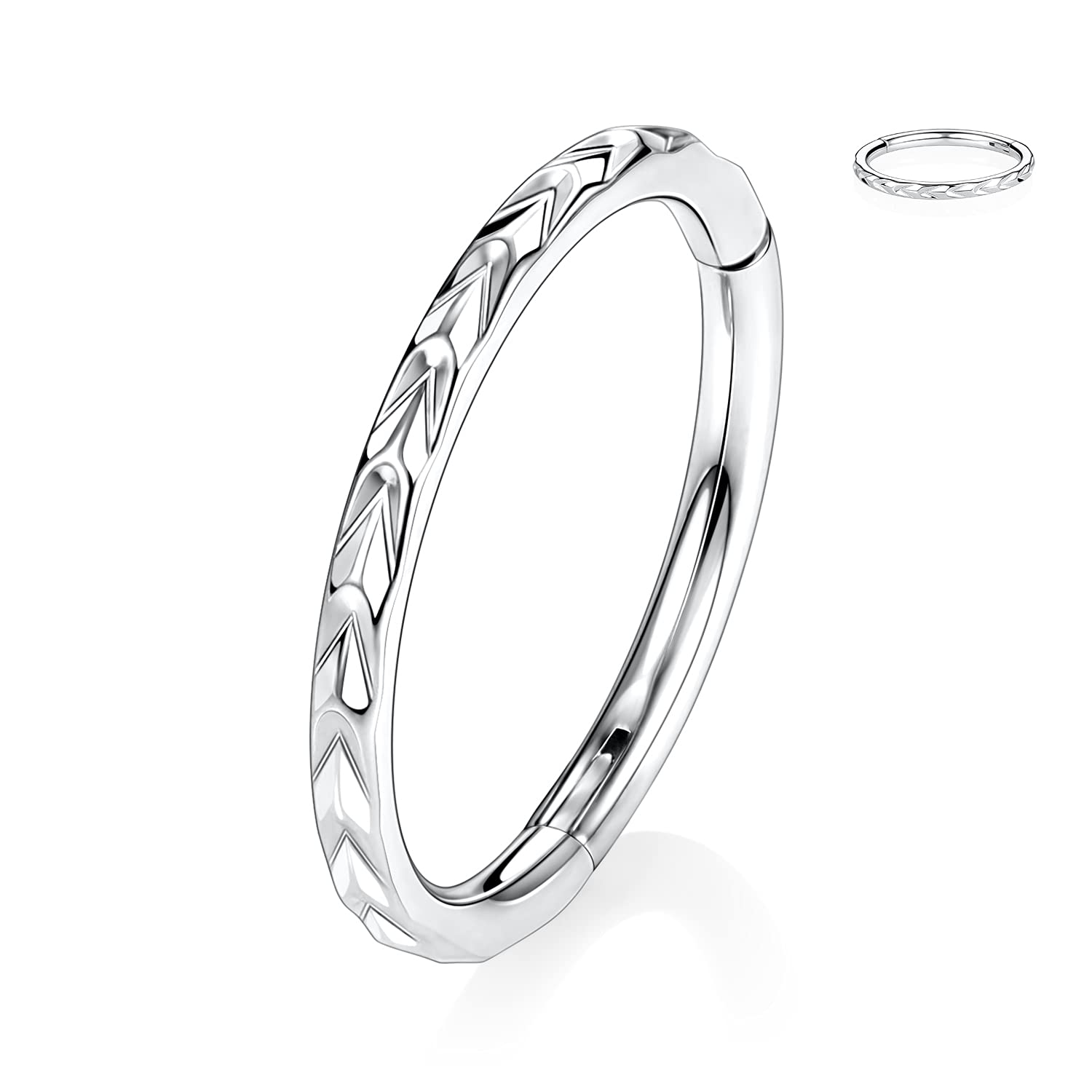 hengkaixuan CZ/Opal Nose Rings Conch Jewellery Septum Clicker 316L Surgical Steel Segment Ring Helix Cartilage Earrings Hoop Daith Tragus Rook Piercing Jewellery — view 33