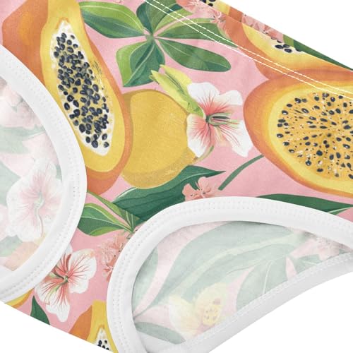 Wusikd Papaya Floral Girls' Underwear Cotton Leaves Tropical Girls Briefs Soft Toddler Underwear 2T4