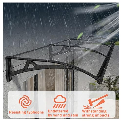 Toldo de aluminio para puerta con protección UV y cubierta de policarbonato 4