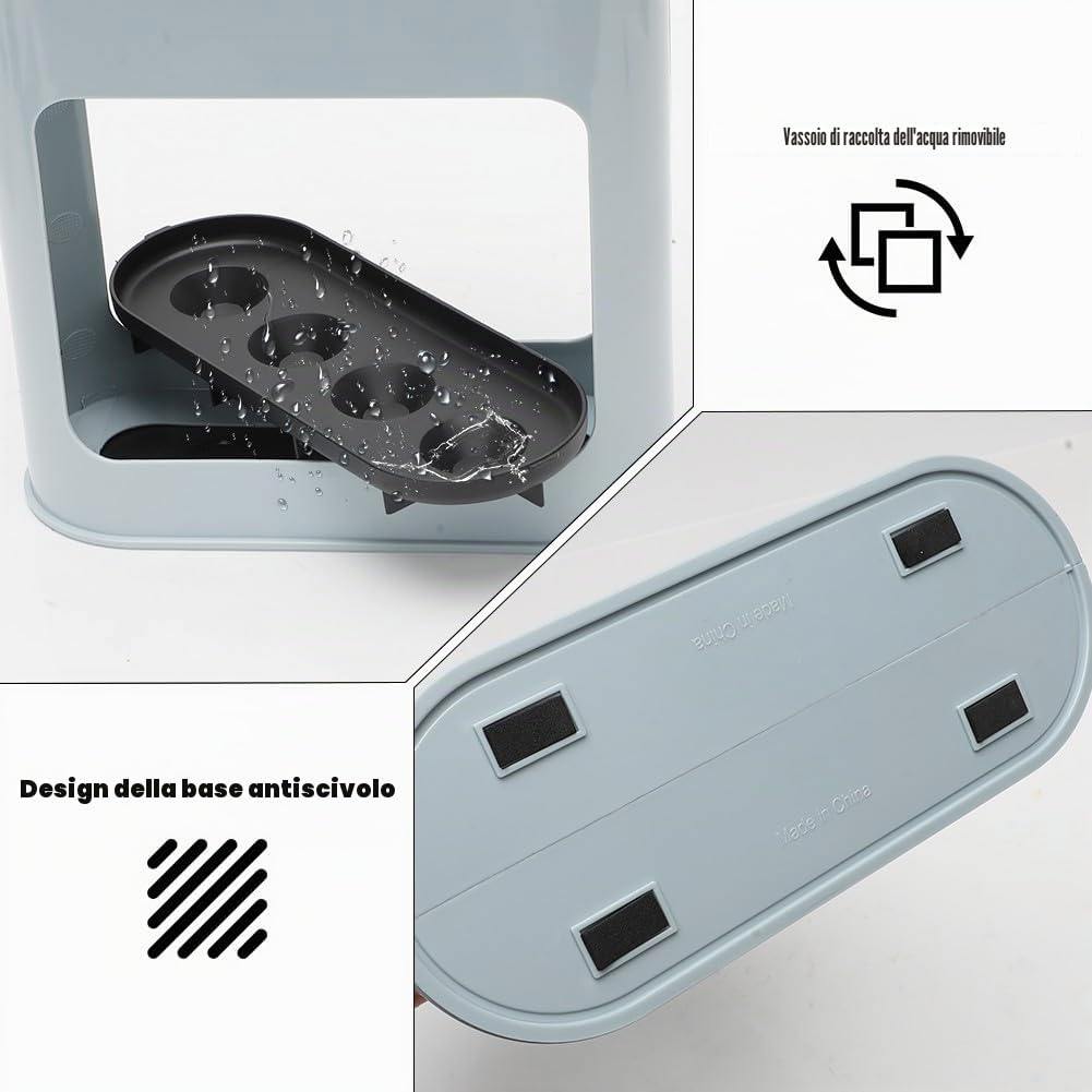LOMUG Portaombrelli Design Moderno Porta Ombrelli in Metallo, Contenitore per Ombrelli con Vaschetta Scolapioggia Rimovibile, Portaombrelli Autoportante per Casa Ufficio per Ombrelli Lunghi/Corti,Azul
